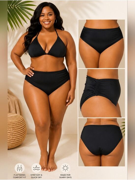loralette Other - Loralette Plus-Size Black Swim Briefs | Classic Full Coverage Swim Bottoms